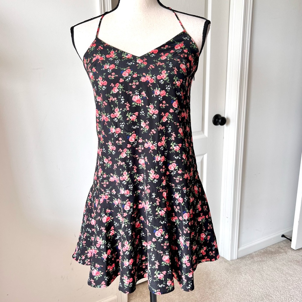 EXPRESS Floral Drop Waist Racer Back Strappy Dress—SZ. 0
